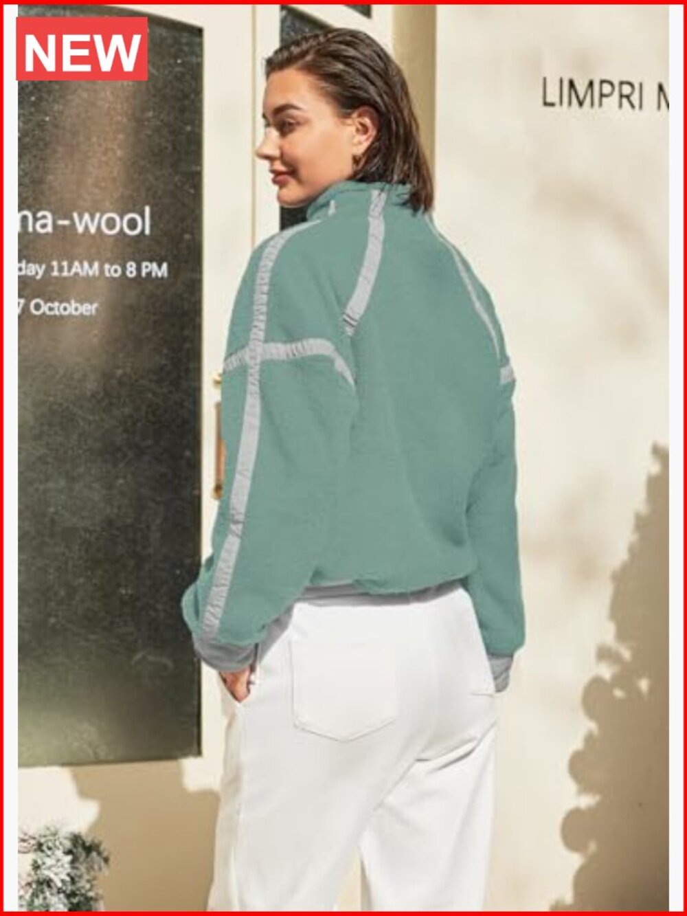 Fleece Zip Up Jacket Fuzzy Sherpa Teddy Coat Winter Outerwear with Pockets - Picture 3 of 6
